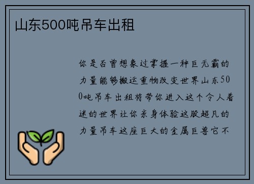 山东500吨吊车出租